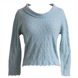 60s Blue Scalloped Vintage Cashmere Sweater